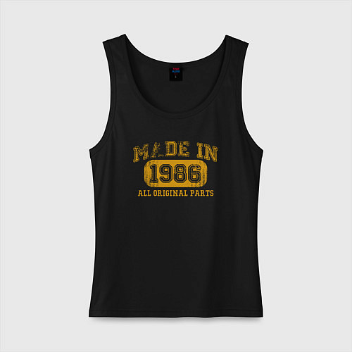 Женская майка Сделано в 1986 году все детали оригинальные / Черный – фото 1