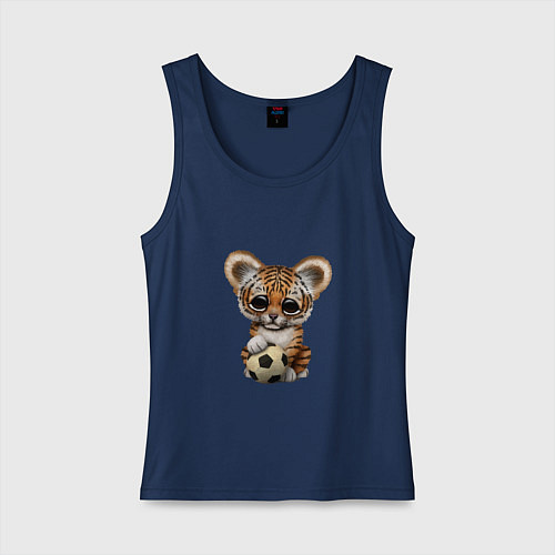 Женская майка Футбол - Тигр / Тёмно-синий – фото 1
