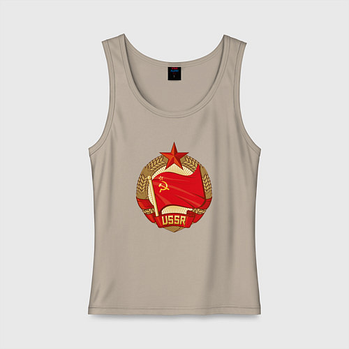 Женская майка Герб СССР Серп и молот / Миндальный – фото 1