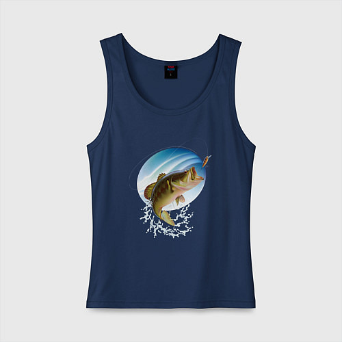 Женская майка Ловля окуня на блесну / Тёмно-синий – фото 1