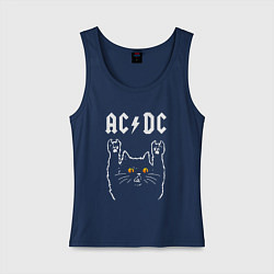 Майка женская хлопок AC DC rock cat, цвет: тёмно-синий