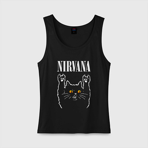 Женская майка Nirvana rock cat / Черный – фото 1