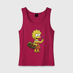 Женская майка Lisa Simpson с гусеницей на даче