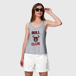 Майка женская хлопок Bull Bitcoin Club, цвет: меланж — фото 2