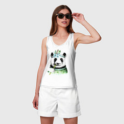 Майка женская хлопок Прикольный панда жующий стебель бамбука, цвет: белый — фото 2