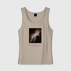 Майка женская хлопок Butterfly Nebula, цвет: миндальный