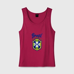 Майка женская хлопок Brasil Football, цвет: маджента
