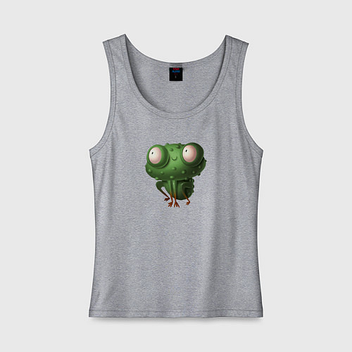 Женская майка Зеленый удивленный лягушонок / Меланж – фото 1