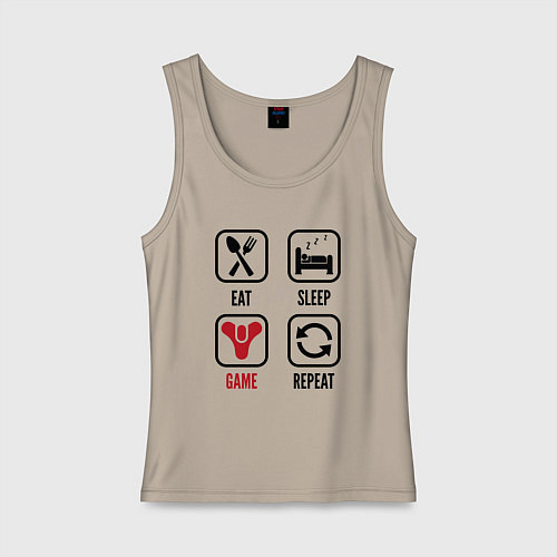 Женская майка Eat - sleep - Destiny - repeat / Миндальный – фото 1