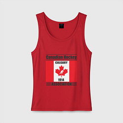 Майка женская хлопок Федерация хоккея Канады, цвет: красный