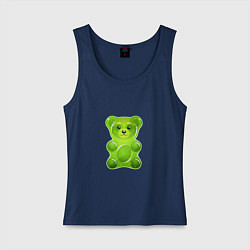 Майка женская хлопок Желейный медведь зеленый, цвет: тёмно-синий