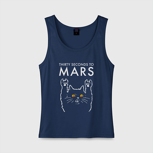 Женская майка Thirty Seconds to Mars rock cat / Тёмно-синий – фото 1