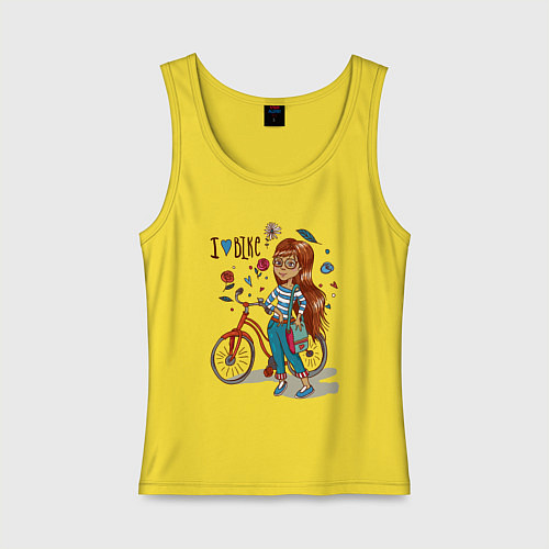 Женская майка Девушка с велосипедом / Желтый – фото 1