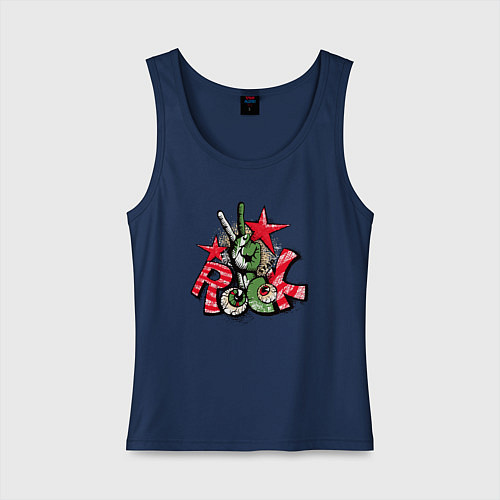 Женская майка Граффити Rock star / Тёмно-синий – фото 1