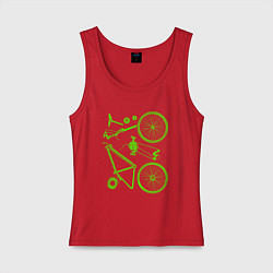 Майка женская хлопок Детали велосипеда, цвет: красный