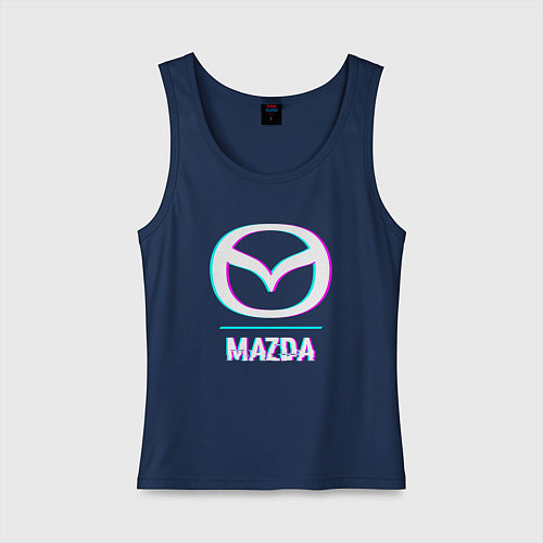 Женская майка Значок Mazda в стиле glitch / Тёмно-синий – фото 1