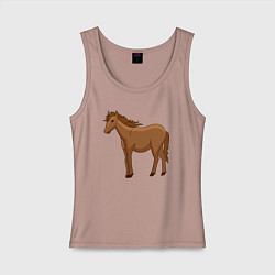 Майка женская хлопок Милая лошадка, цвет: пыльно-розовый