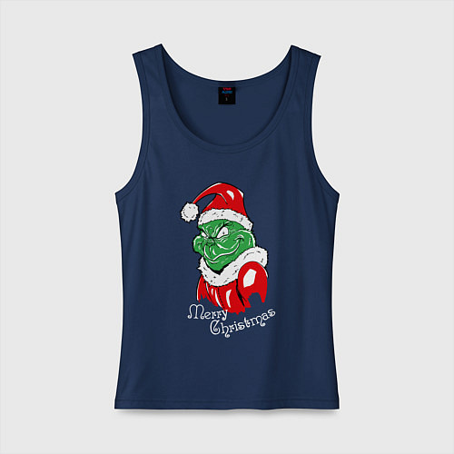 Женская майка Merry Christmas, Santa Claus Grinch / Тёмно-синий – фото 1