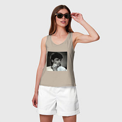 Майка женская хлопок Ю Шатунов, цвет: миндальный — фото 2