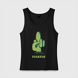 Майка женская хлопок Cactus Fucktus, цвет: черный