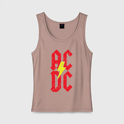 Майка женская хлопок AC DC logo, цвет: пыльно-розовый