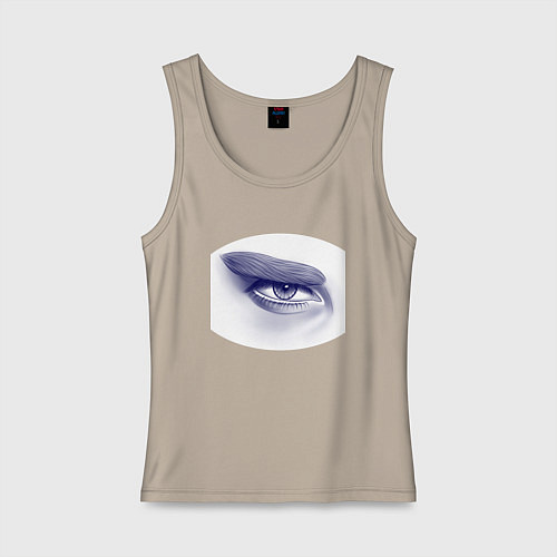 Женская майка Глаз мужской - монохром / Миндальный – фото 1