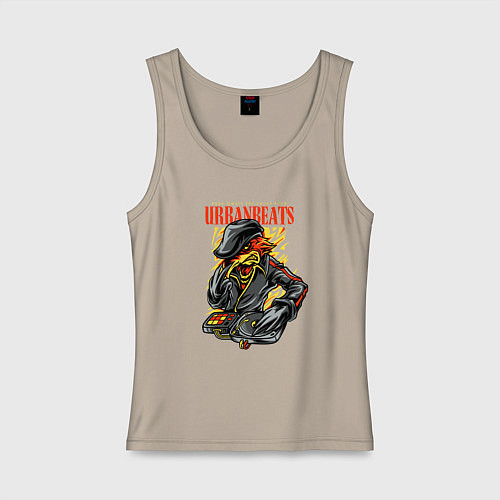 Женская майка Птица диджей - городские ритмы / Миндальный – фото 1