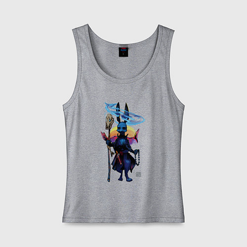 Женская майка Чёрный кролик-самурай и душа лисы / Меланж – фото 1