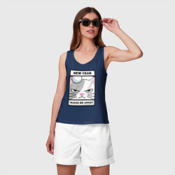 Майка женская хлопок Меня злит новый год, цвет: тёмно-синий — фото 2