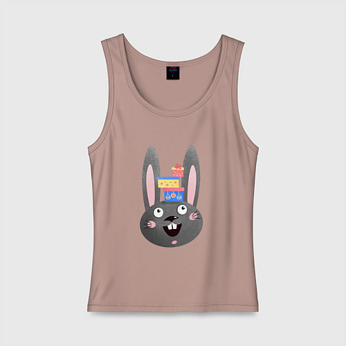 Женская майка Черный кролик с подарками / Пыльно-розовый – фото 1