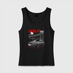Майка женская хлопок Volkswagen golf art, цвет: черный
