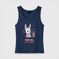 Майка женская хлопок Делаю друзей, цвет: тёмно-синий