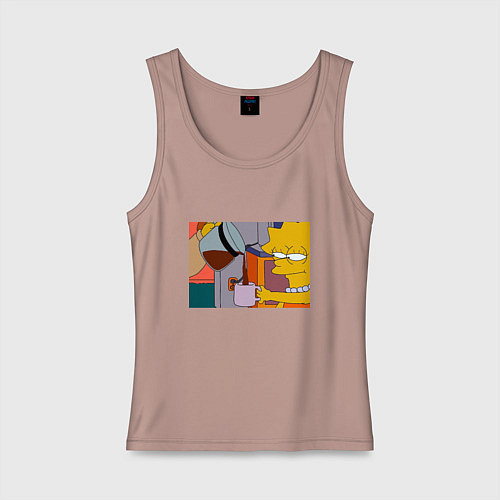 Женская майка Лиза Симпсон и кофе / Пыльно-розовый – фото 1