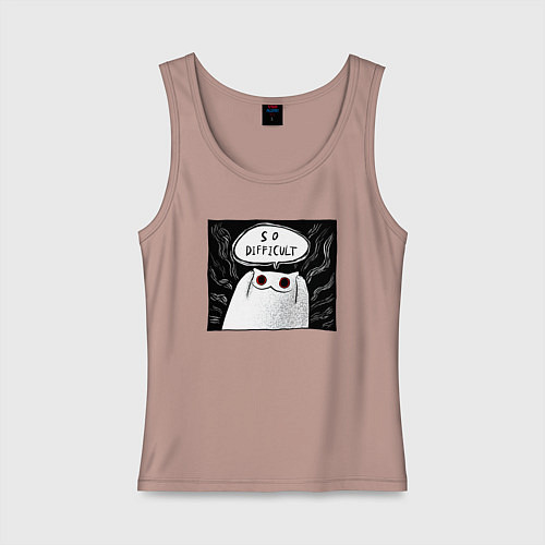 Женская майка Мрачный кот - слишком сложно / Пыльно-розовый – фото 1