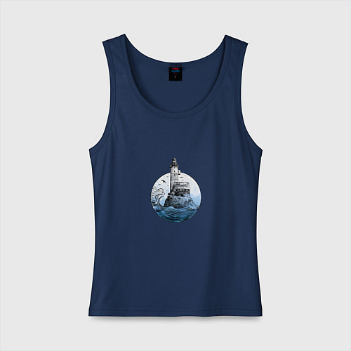 Женская майка Одинокий маяк / Тёмно-синий – фото 1