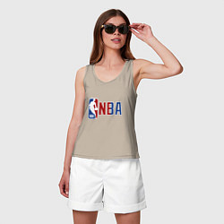Майка женская хлопок NBA - big logo, цвет: миндальный — фото 2
