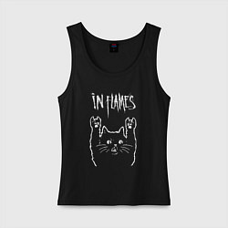 Майка женская хлопок In Flames рок кот, цвет: черный