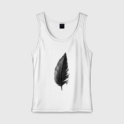 Майка женская хлопок Черное перо, цвет: белый