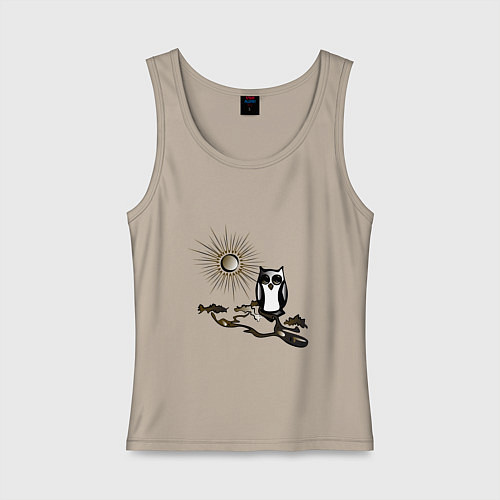 Женская майка Сова на сосне / Миндальный – фото 1