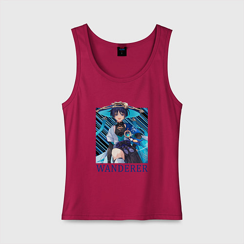 Женская майка Странник Скарамучча довольный / Маджента – фото 1