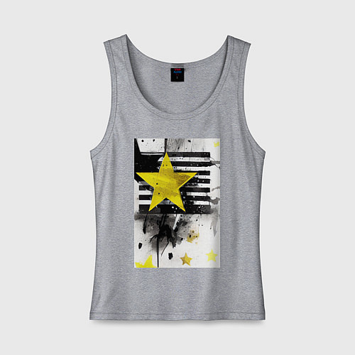 Женская майка Желтая звезда на полосах / Меланж – фото 1