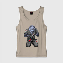 Майка женская хлопок Акула bjj, цвет: миндальный