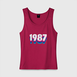 Майка женская хлопок Made in 1987 vintage art, цвет: маджента