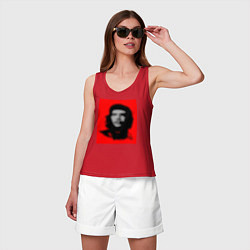 Майка женская хлопок Че Гевара расплывчатая иллюзия, цвет: красный — фото 2