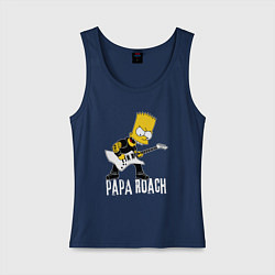Майка женская хлопок Papa Roach Барт Симпсон рокер, цвет: тёмно-синий