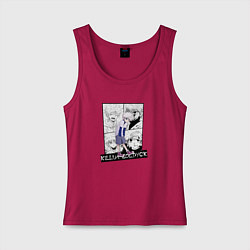 Майка женская хлопок Киллуа Золдик на фоне манги, цвет: маджента