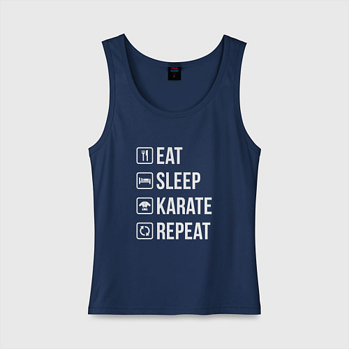 Женская майка Еда сон карате повторять / Тёмно-синий – фото 1
