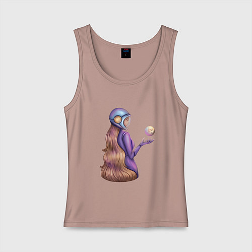 Женская майка Девушка в космосе / Пыльно-розовый – фото 1