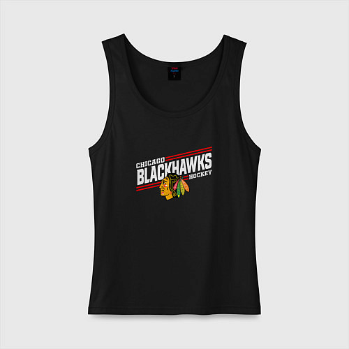 Женская майка Чикаго Блэкхокс название команды и логотип / Черный – фото 1