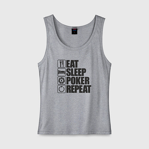 Женская майка Eat, sleep, poker, repeat / Меланж – фото 1